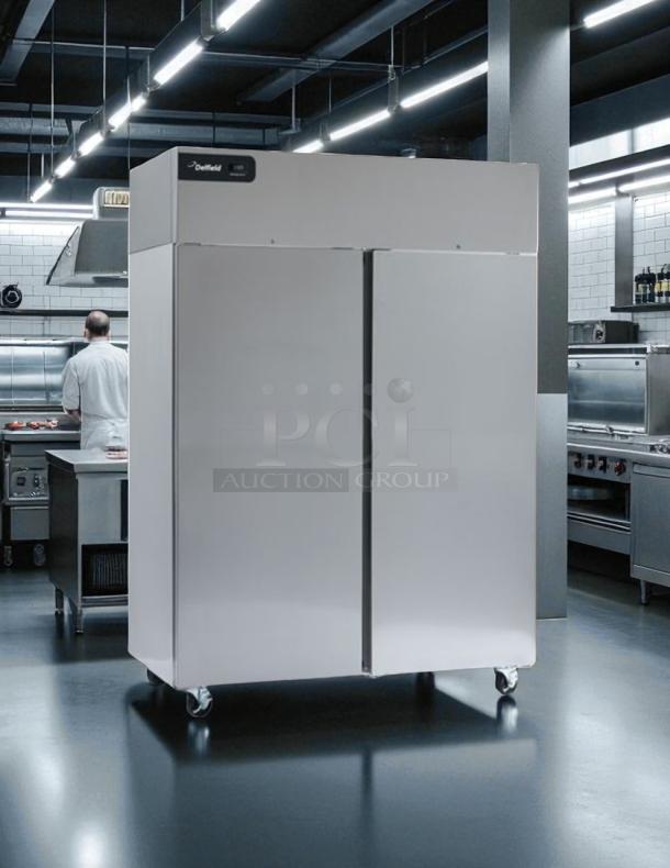 Great Cosmetic Condition - Delfield GBR2P-S Coolscapes 55-1/5” Wide Reach-In Refrigerator With Two Solid Doors - 115V, 0.33 HP - Tested & Working - Image 1 of 7
