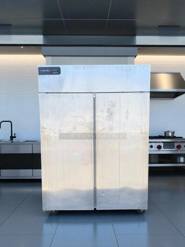 Great Cosmetic Condition - Delfield GBR2P-S Coolscapes 55-1/5” Wide Reach-In Refrigerator With Two Solid Doors - 115V, 0.33 HP - Tested & Working - Image 2 of 7