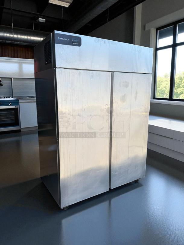 Great Cosmetic Condition - Delfield GBR2P-S Coolscapes 55-1/5” Wide Reach-In Refrigerator With Two Solid Doors - 115V, 0.33 HP - Tested & Working - Image 3 of 7