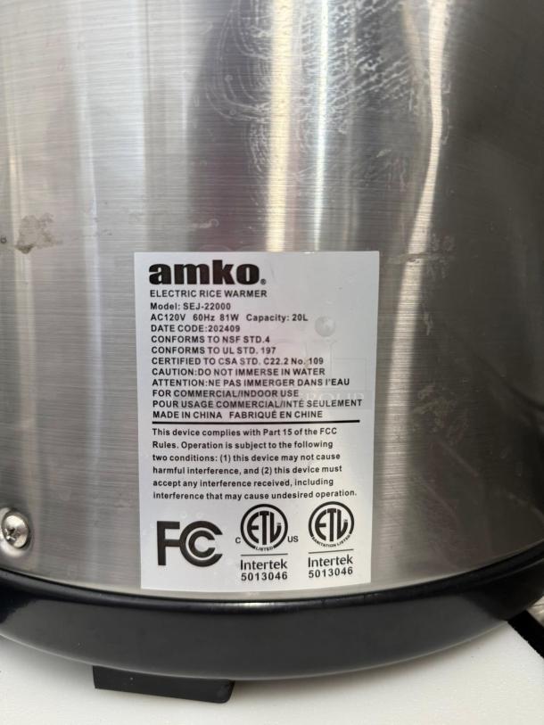 Good Condition - Amko 120 Volt Rice Warmer, 110 Bowls
Model SEJ-22000 -Tested & Working - Image 5 of 5
