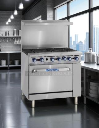 Very Nice - Imperial IR-6 Restaurant Series Range, 6 Burners, 1 Oven, Natural Gas, 36" - Tested & Working