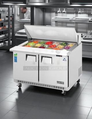 Very Nice! - Everest Refrigeration EPBR2 47.5 Inch Two Section Back Mount Mega-Top Sandwich Prep Table 115v. - Tested & Working