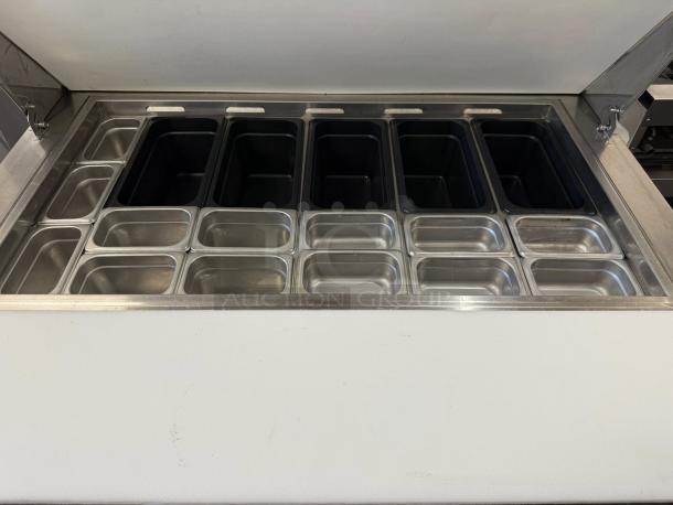 Very Nice! - Everest Refrigeration EPBR2 47.5 Inch Two Section Back Mount Mega-Top Sandwich Prep Table 115v. - Tested & Working - Image 5 of 7