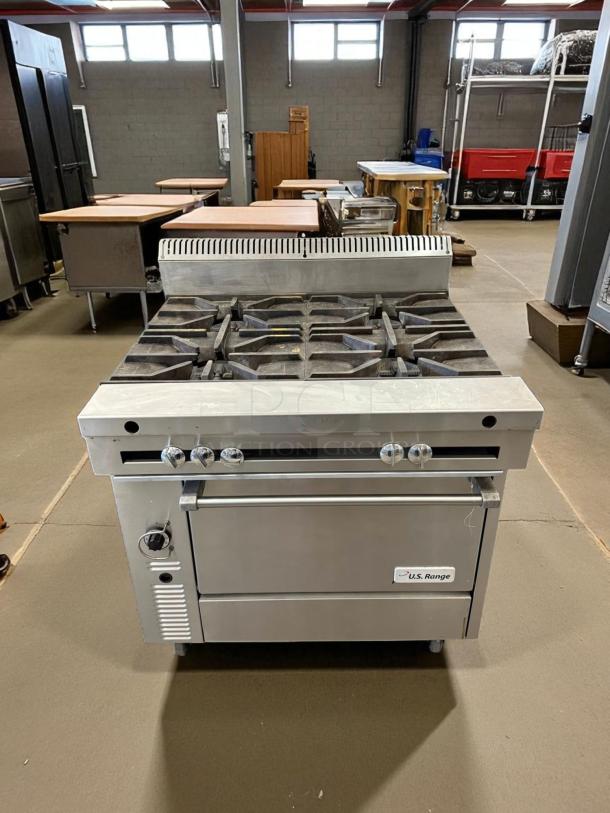 Great Condition - Garland M44R Master Series Natural Gas 4 Burner 34" Range with Standard Oven - 180,000 BTU- Tested & Working - Image 3 of 6