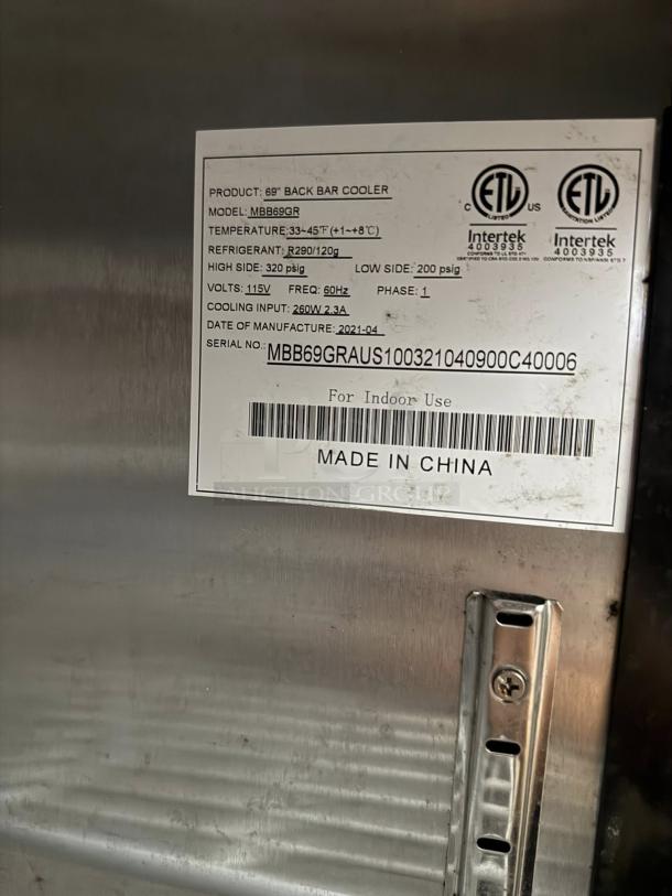 Great Condition - Atosa MBB69GR Atosa Back Bar Cooler Two-section 115v. 1ph. - Tested & Working - Image 7 of 7