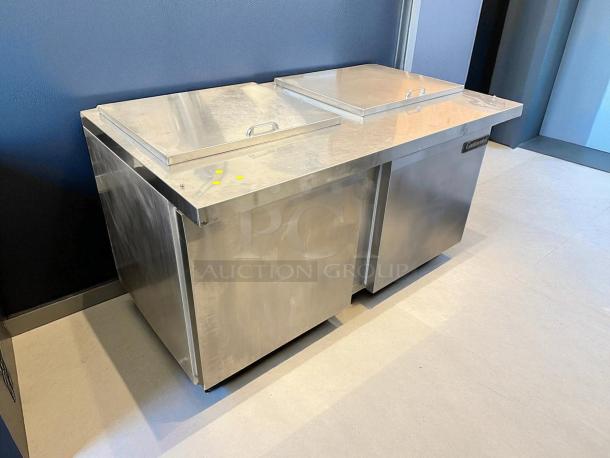Great Condition - Continental SW60-24M Mighty Top Sandwich Unit, 60" wide,  two-section, (24) 1/6 size x 4" deep pans 115V. 1PH. - Tested & Working - Image 2 of 8