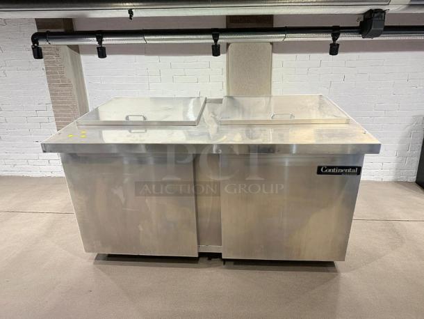 Great Condition - Continental SW60-24M Mighty Top Sandwich Unit, 60" wide,  two-section, (24) 1/6 size x 4" deep pans 115V. 1PH. - Tested & Working - Image 3 of 8