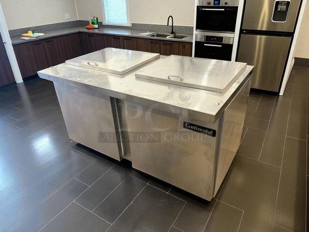 Great Condition - Continental SW60-24M Mighty Top Sandwich Unit, 60" wide,  two-section, (24) 1/6 size x 4" deep pans 115V. 1PH. - Tested & Working - Image 4 of 8