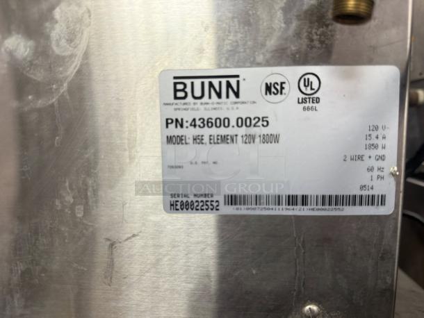 Great Condition - Bunn 43600.0002 H5X Element SST Stainless Steel Finish 5 Gallon 212 Degree Hot Water Dispenser - 208V - Tested & Working - Image 6 of 6