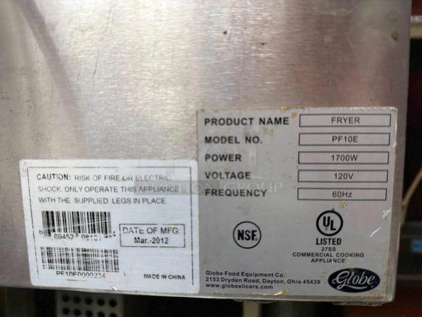 Good Condition - Globe PF10E 10 lb. Electric Countertop Fryer 115V. - Tested & Working - Image 5 of 5