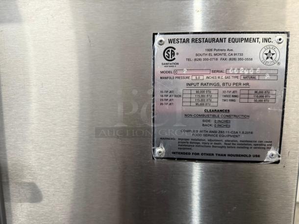 Immaculate Condition - WESTAR RESTAURANT EQUIPMENT, INC. MODEL: C-2 Double Wok Burner Gas Range - Tested & Working - Image 8 of 8