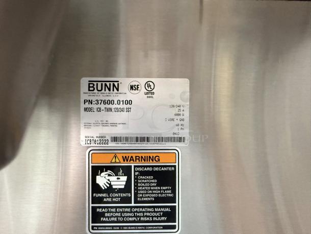Nice Condition - Bunn 51200.0102 ICB Infusion Series Stainless Steel Twin Automatic Coffee Brewer - 120/208V - Tested & Working - Image 5 of 5
