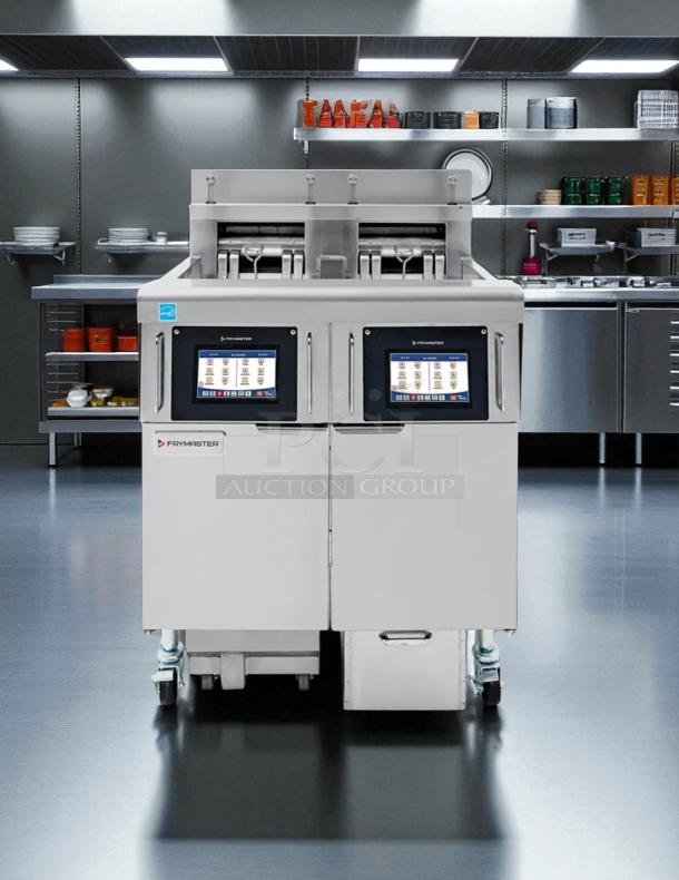 What a find! - Frymaster FilterQuick 2FQE30U Oil-Conserving Electric Floor Fryer with (2) 30 lb. Full Frypots, Automatic Filtration, and Auto Top-Off - 208V, 3 Phase - Tested & Working - Image 1 of 6