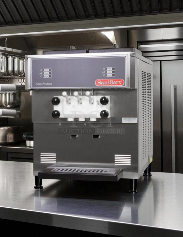 Great Condition - SaniServ 501 WATER Twist 22 Qt. Countertop Water Cooled Soft Serve Ice Cream Machine with 2 Hoppers - 208/230V - Tested & Working - Image 1 of 6