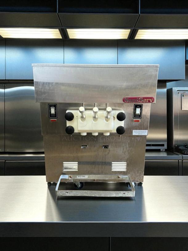 Great Condition - SaniServ 501 WATER Twist 22 Qt. Countertop Water Cooled Soft Serve Ice Cream Machine with 2 Hoppers - 208/230V - Tested & Working - Image 3 of 6