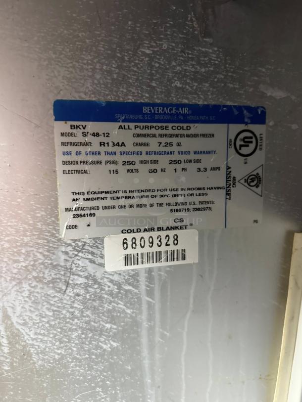 Good Condition - Beverage Air - SPE48-12 - Sandwich Prep Table - Elite Series, 115v. - Tested & Working - Image 4 of 4