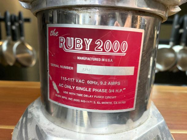 Great Condition - RUBY 2000 Commercial Juice Extractor - Tested & Working - Image 6 of 6