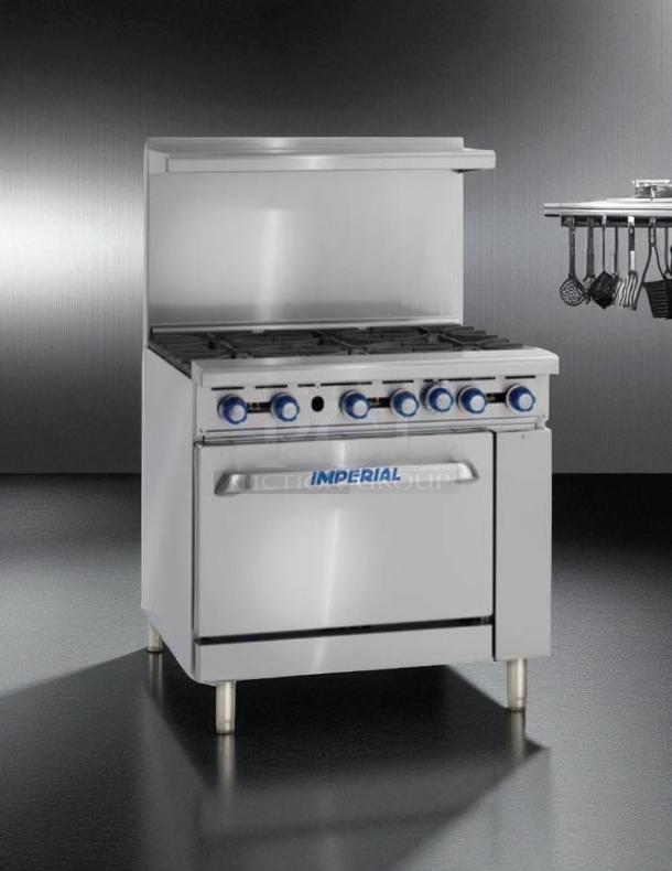 Popular Brand! - Imperial IR-6 Restaurant Series Range, 6 Burners, 1 Oven, Natural Gas, 36" - Tested & Working - Image 1 of 6
