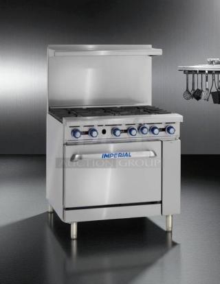 Popular Brand! - Imperial IR-6 Restaurant Series Range, 6 Burners, 1 Oven, Natural Gas, 36" - Tested & Working