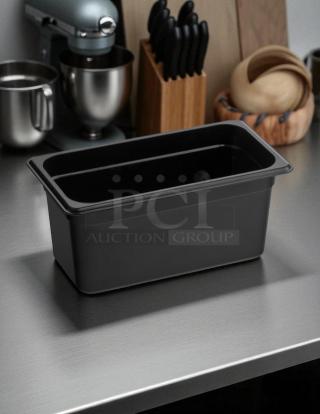 Heavy Duty Containers! - Cambro 36CW110 Camwear® 1/3 Size Black Polycarbonate Food Pan - 6" Deep