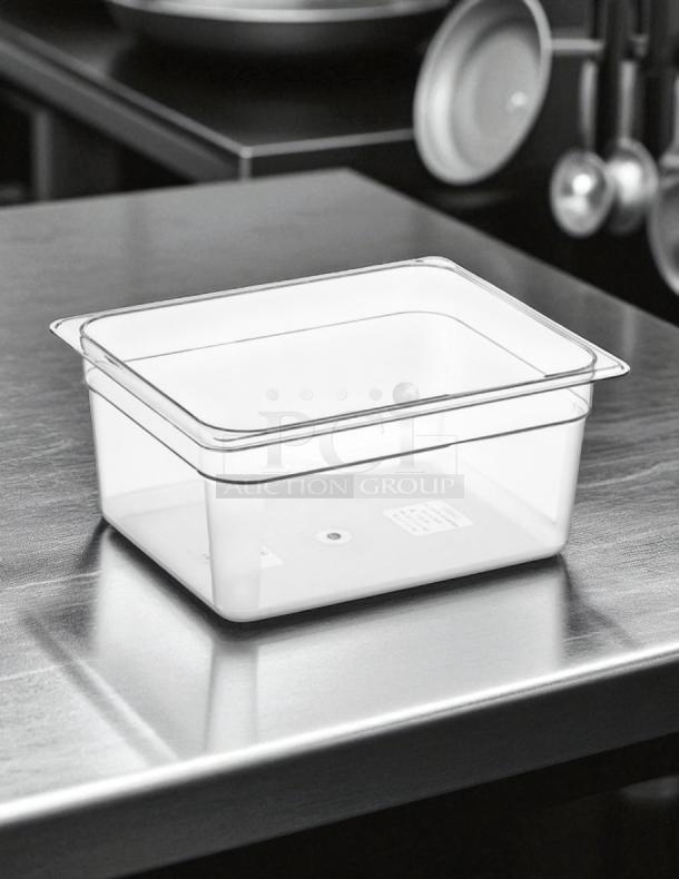 Best Brand Name! - Cambro 26CW135 Camwear® 1/2 Size Clear Polycarbonate Food Pan - 6" Deep with Lids - Image 1 of 4