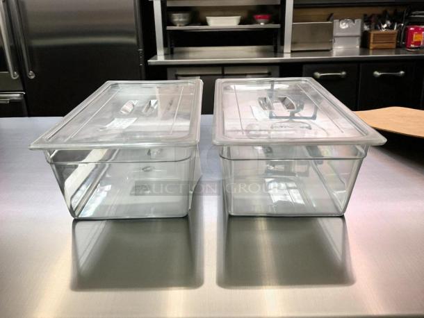 Best Brand Name! - Cambro 26CW135 Camwear® 1/2 Size Clear Polycarbonate Food Pan - 6" Deep with Lids - Image 3 of 4