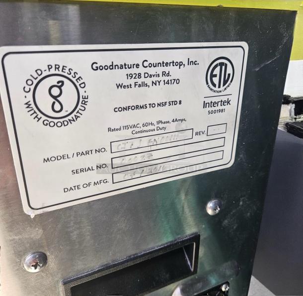 Awesome Condition – Goodnature CT7 Countertop Cold Press Juicer – 115V – Fully Tested & Working! - Image 8 of 9