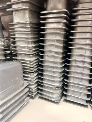 Awesome Condition – Thunder Group STPA8194 – 1/9 Size Steam Table Pans – Stainless Steel – Lot of ~50 Units – NSF Certified!