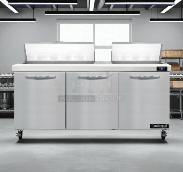 Outstanding Condition – Continental 3-Door Refrigerated Sandwich Prep Table – 115V – Fully Tested & Working! - Image 1 of 8