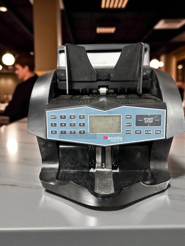 Cassida Advantec 75 bill counter, excellent condition, fully tested, 120V, model with keypad and display, ready to use.
