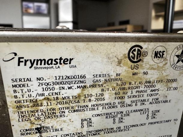 Outstanding Condition – Frymaster 2FQG30U – Double Tank Gas Fryer – Natural Gas – Fully Tested & Working! - Image 8 of 9