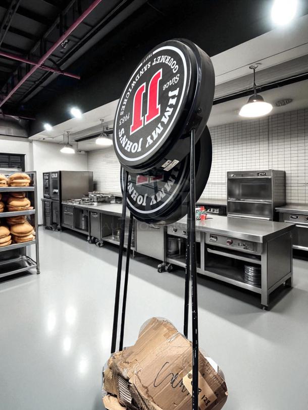 Awesome Condition – Jimmy John's Round Double-Sided Electric Sign – 115V – Fully Tested & Working! - Image 1 of 4