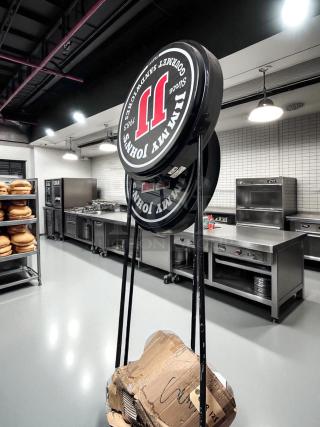 Awesome Condition – Jimmy John's Round Double-Sided Electric Sign – 115V – Fully Tested & Working!