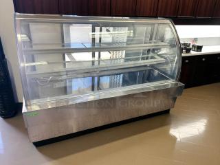 Excellent Condition – Curved Glass Refrigerated Display Case – 3-Tier Shelves – 115V – Fully Tested & Working!