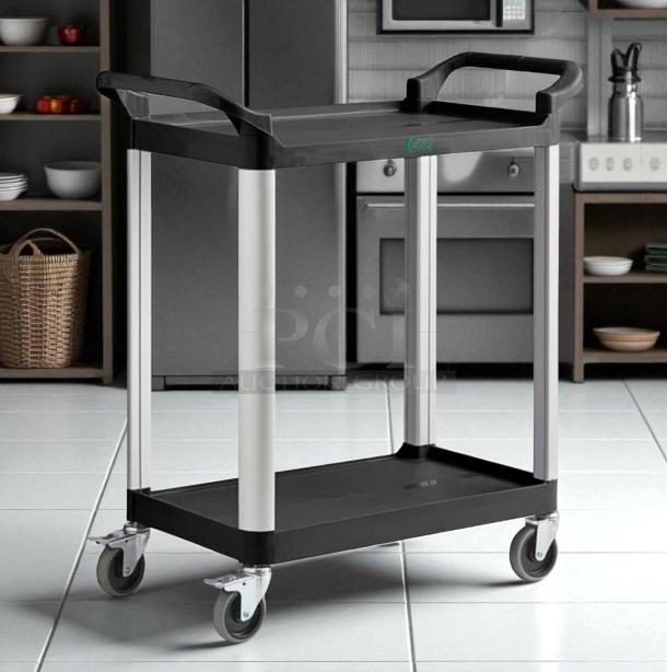 Brand New in Box – Choice Small Bus Cart – 2 Shelf – Black – Lightweight & Durable – 24" x 16" - Image 1 of 5