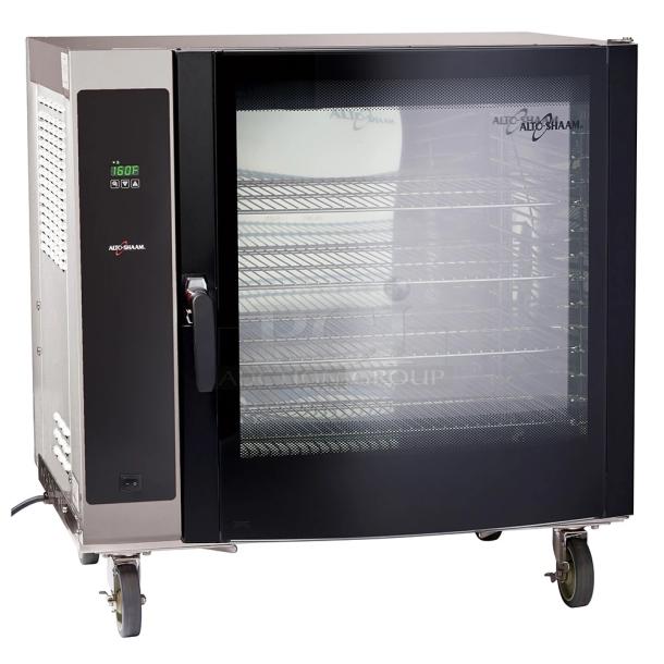 Alto Shaam AR-7HT stainless steel commercial heated cabinet, brand new, 1/2 height, 8-pan capacity, 208-240V, mobile.