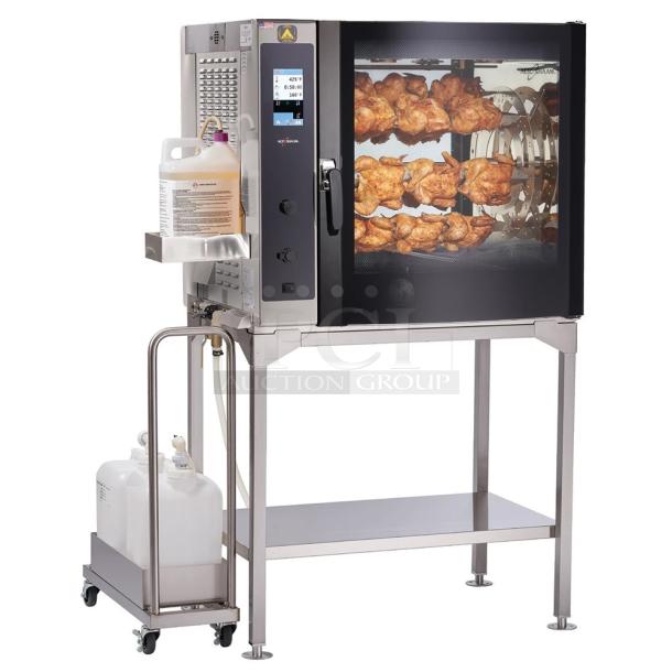 Brand new 2025 Alto Shaam AR-7T stainless steel commercial rotisserie oven, electric, 7 spits, 380-415V, 1 phase.
