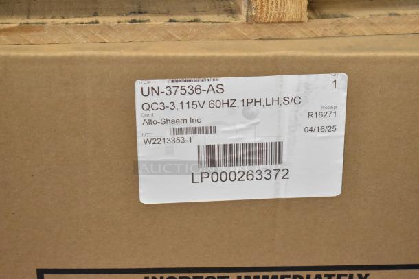 Brand new Alto Shaam QC3-3 Quickchiller in box. Stainless steel, single door, undercounter model with 7" touch screen. 115V.