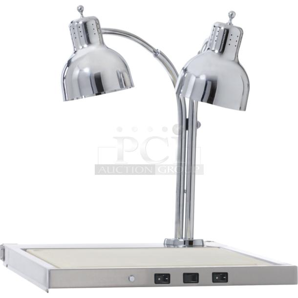 Brand new Alto Shaam CS-200 stainless steel heated carving station with dual lamps, 230V, 1 phase.