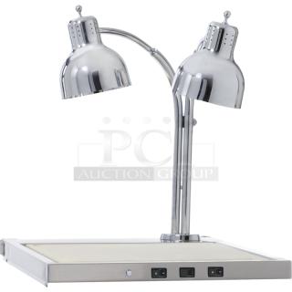 Brand new Alto Shaam CS-200 stainless steel heated carving station with dual lamps, 230V, 1 phase.