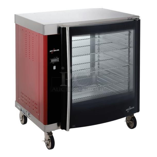 Brand new Alto Shaam AR-7H stainless steel mobile heated cabinet with 8-pan capacity, insulated, 120V, 1 phase.
