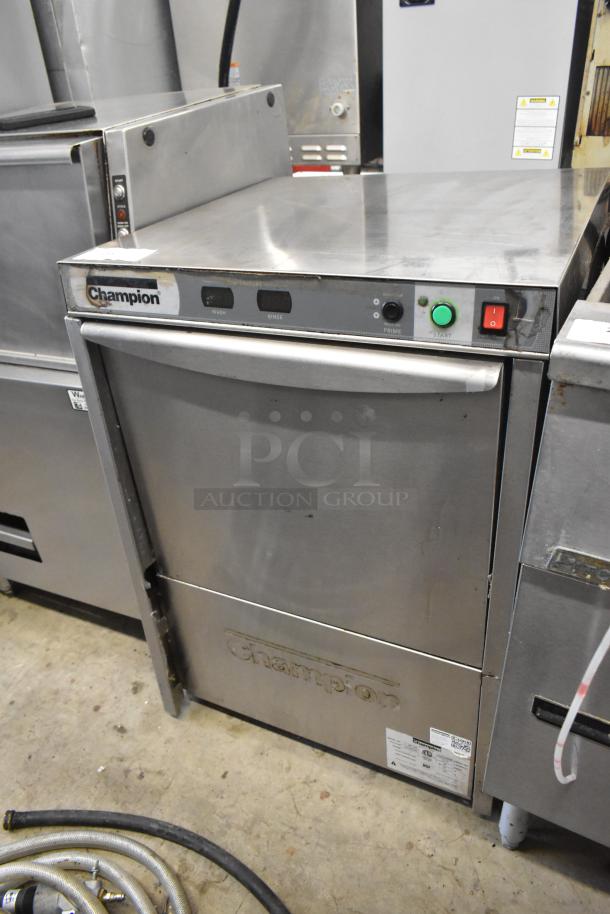 Champion UIH30B stainless steel commercial undercounter dishwasher, 120-208/230V, 1 phase, good condition, visible control panel.