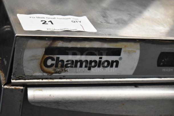 Champion UIH30B stainless steel undercounter dishwasher, visible wear, 120-208/230V, 1 phase, commercial use.