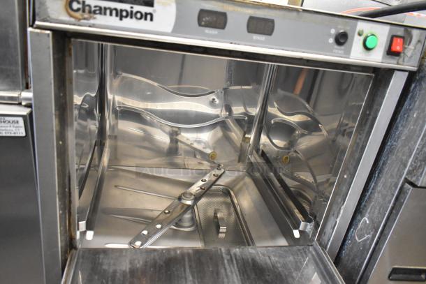 Champion UIH30B stainless steel commercial undercounter dishwasher, 120-208/230 volts, 1 phase, interior view.