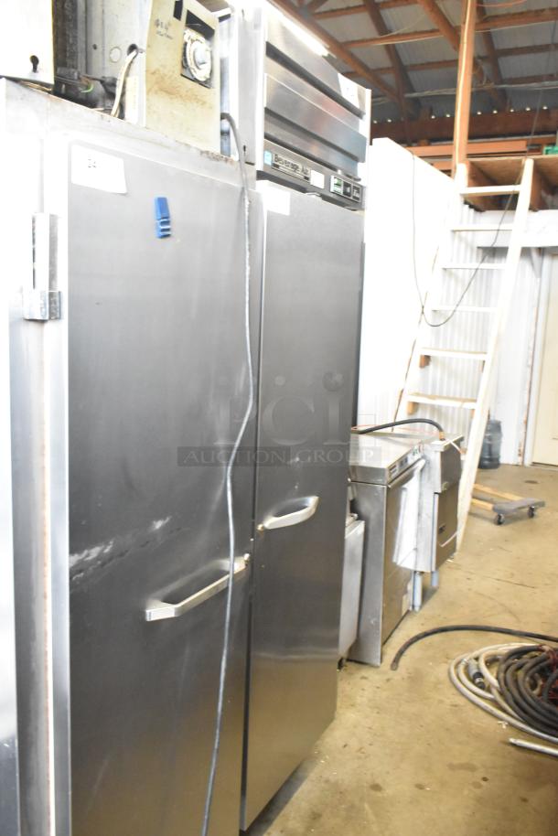 Beverage Air ER24-1AS stainless steel single door cooler, poly coated racks, on commercial casters, 115V, 1 phase.