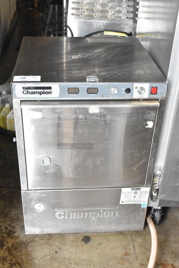 Champion UH230B-70 stainless steel commercial undercounter dishwasher, digital display, 120-208/230V, used condition.