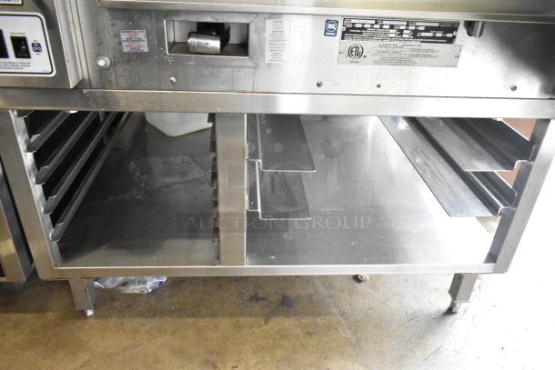 Blodgett BCX-14 stainless steel combi convection oven steamer, thermostatic controls, visible metal racks, 208-240V, 3 phase.
