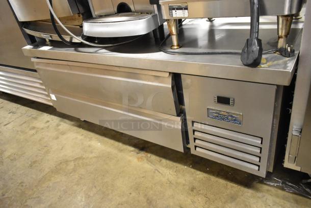 Arctic Air ARCB60CZ stainless steel commercial 2-drawer chef base on casters, 115V, 1 phase, in good condition.