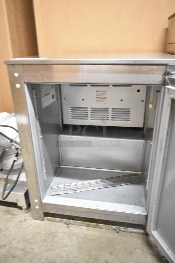 Beverage Air UCR20Y-141 stainless steel undercounter cooler, single door, 115V, 1 phase, interior view, good condition.