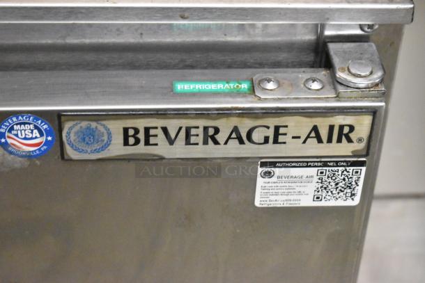 Beverage Air UCR20Y-141 stainless steel single door undercounter cooler with brand logo and USA label. 115V, 1 Phase.